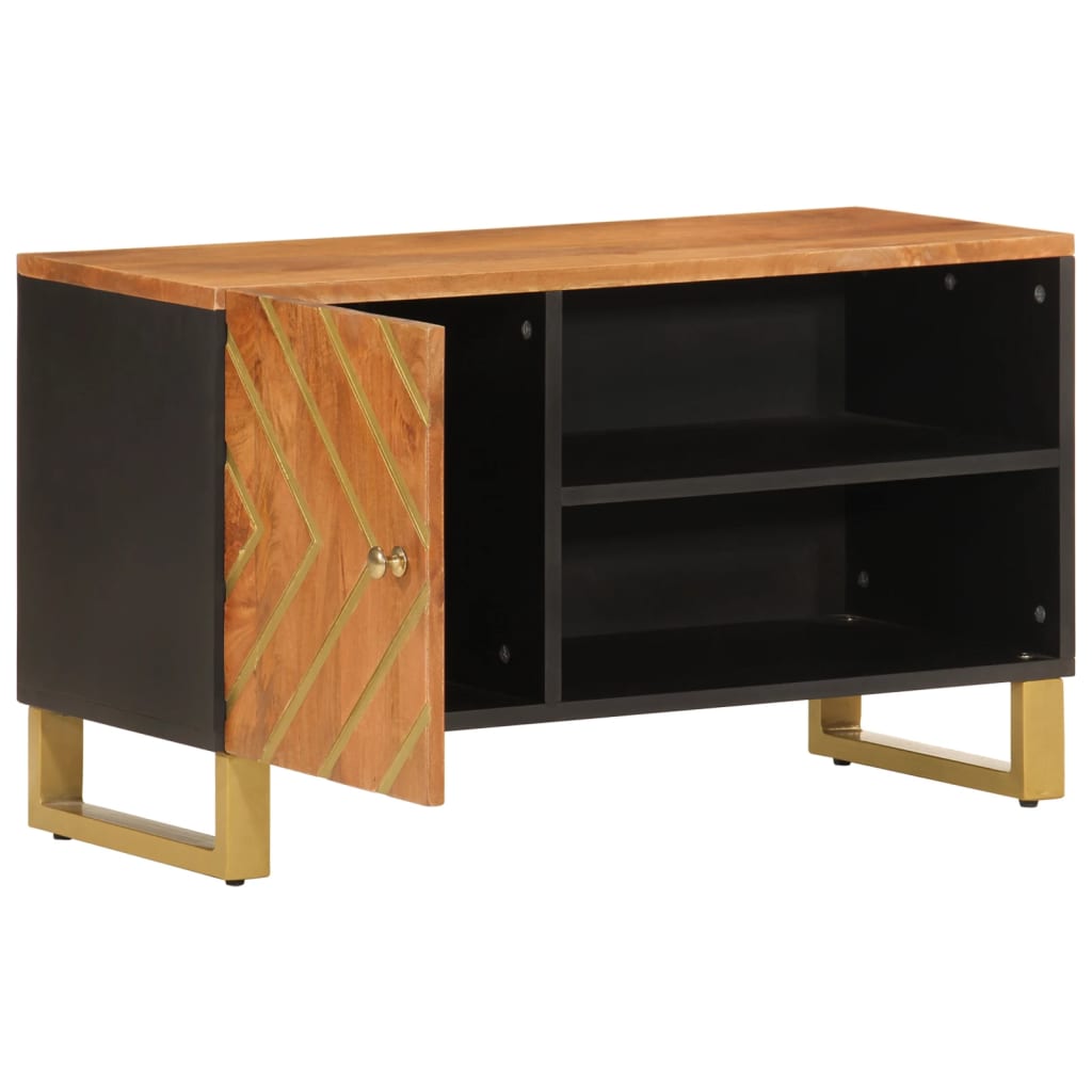 vidaXL Szafka pod TV, brązowo-czarna 80x31,5x46 cm, lite drewno mango