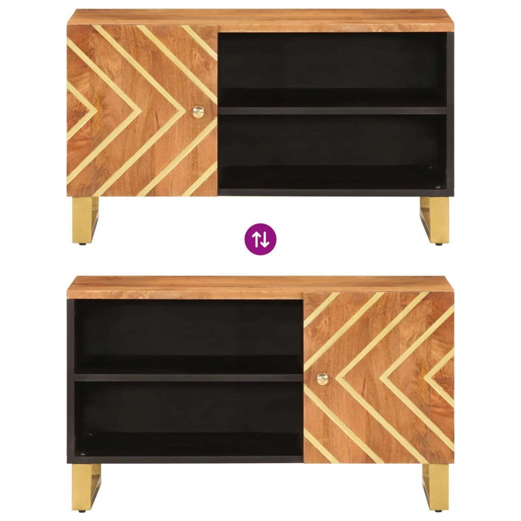 vidaXL Szafka pod TV, brązowo-czarna 80x31,5x46 cm, lite drewno mango