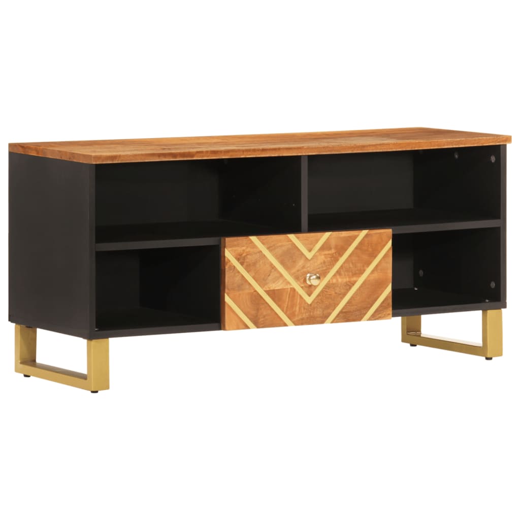 vidaXL Szafka pod TV, brązowo-czarna 100x33,5x46 cm, lite drewno mango