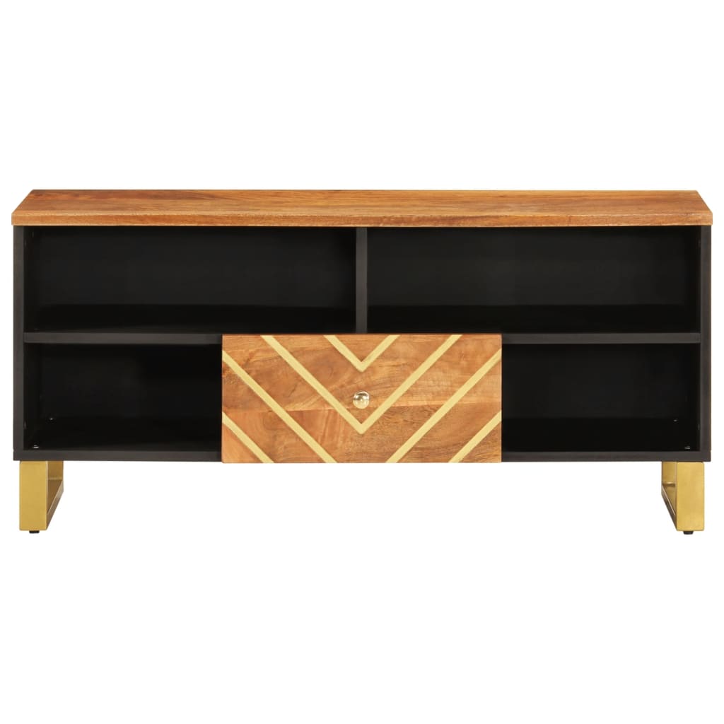 vidaXL Szafka pod TV, brązowo-czarna 100x33,5x46 cm, lite drewno mango