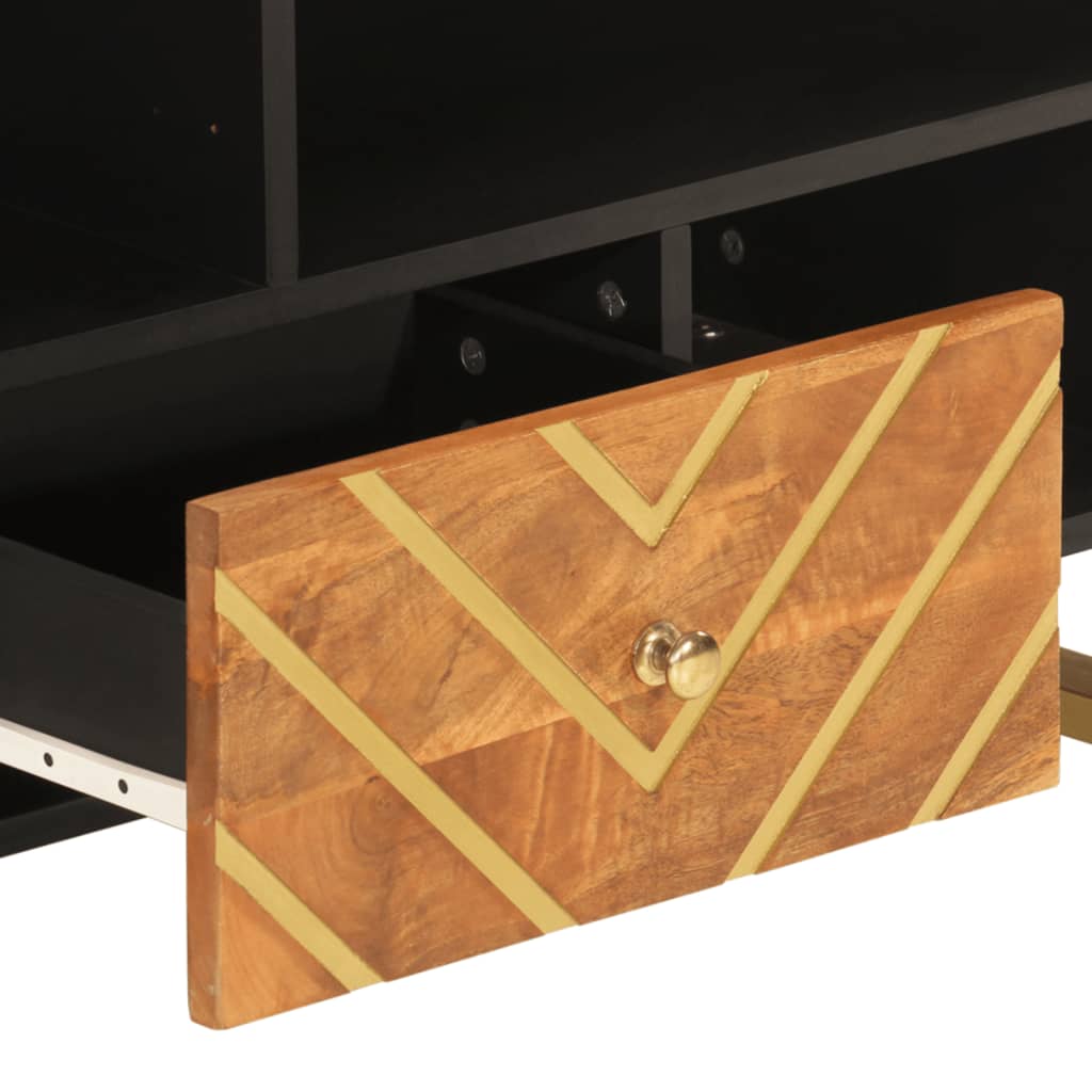 vidaXL Szafka pod TV, brązowo-czarna 100x33,5x46 cm, lite drewno mango