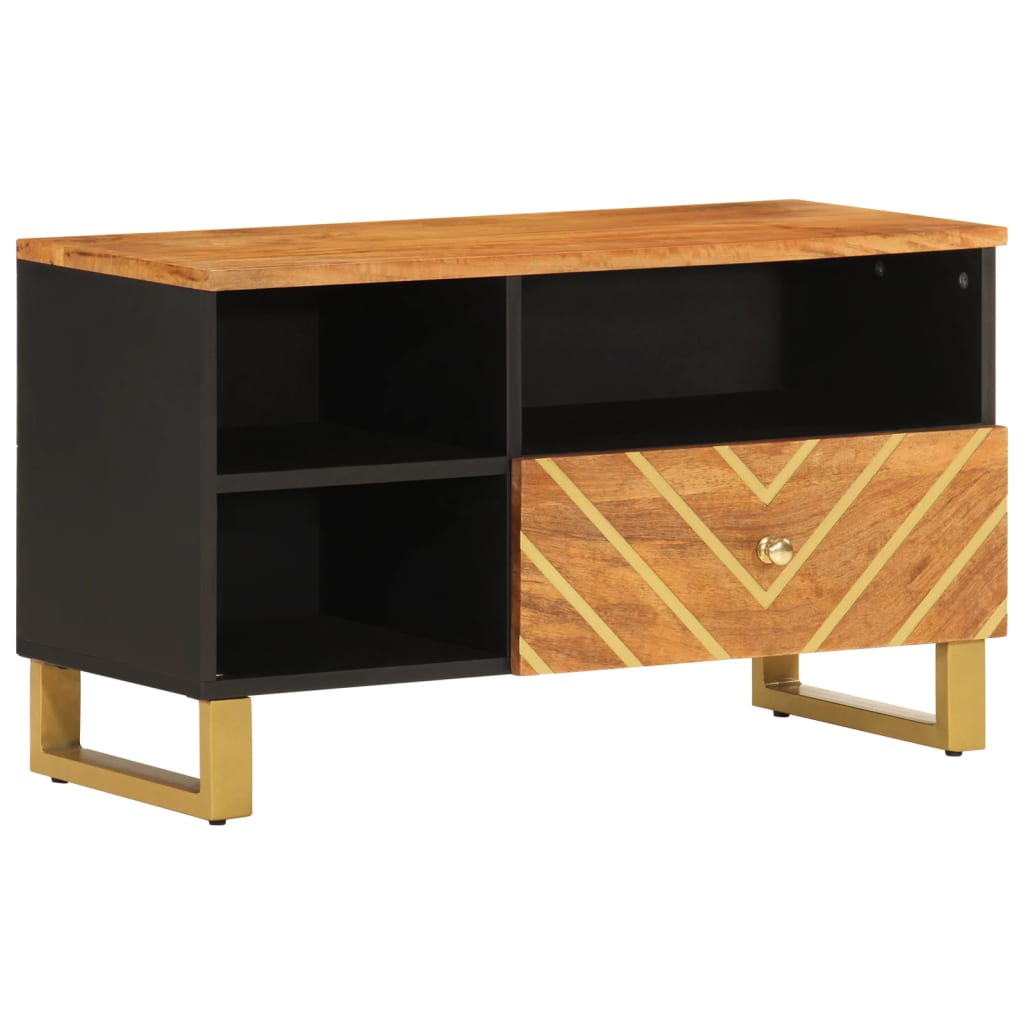 vidaXL Szafka pod TV, brązowo-czarna 80x33,5x46 cm, lite drewno mango