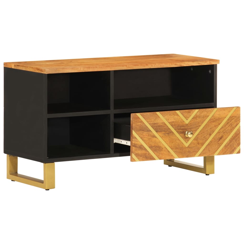 vidaXL Szafka pod TV, brązowo-czarna 80x33,5x46 cm, lite drewno mango