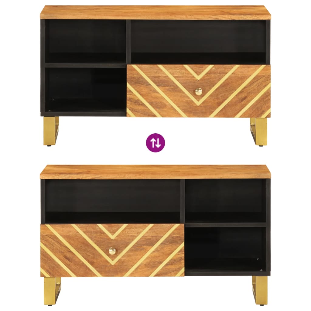 vidaXL Szafka pod TV, brązowo-czarna 80x33,5x46 cm, lite drewno mango