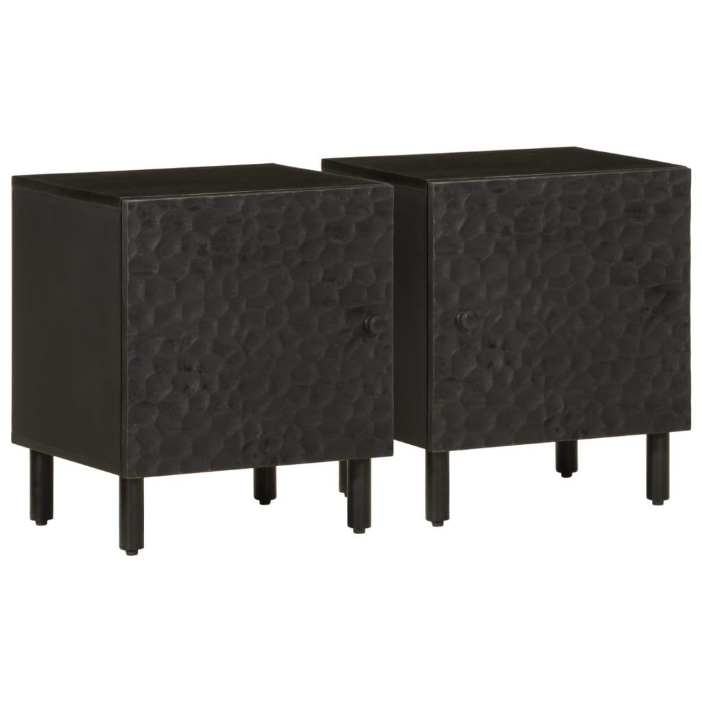 vidaXL Szafki nocne, 2 szt., czarne, 40x33x46 cm, lite drewno mango
