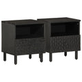 vidaXL Szafki nocne, czarne, 2 szt., 40x33x46 cm, lite drewno mango
