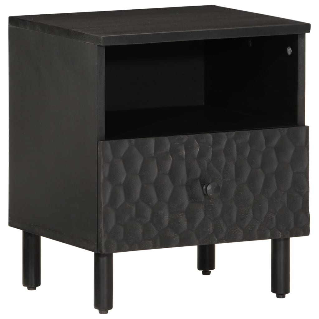 vidaXL Szafki nocne, czarne, 2 szt., 40x33x46 cm, lite drewno mango