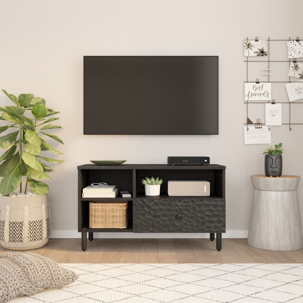 vidaXL Szafka pod telewizor, czarna, 80x33x46 cm, lite drewno mango