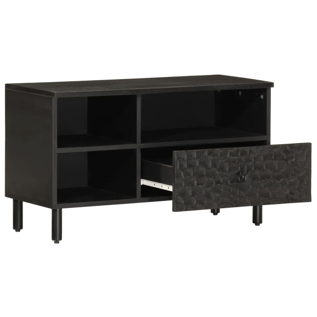 vidaXL Szafka pod telewizor, czarna, 80x33x46 cm, lite drewno mango