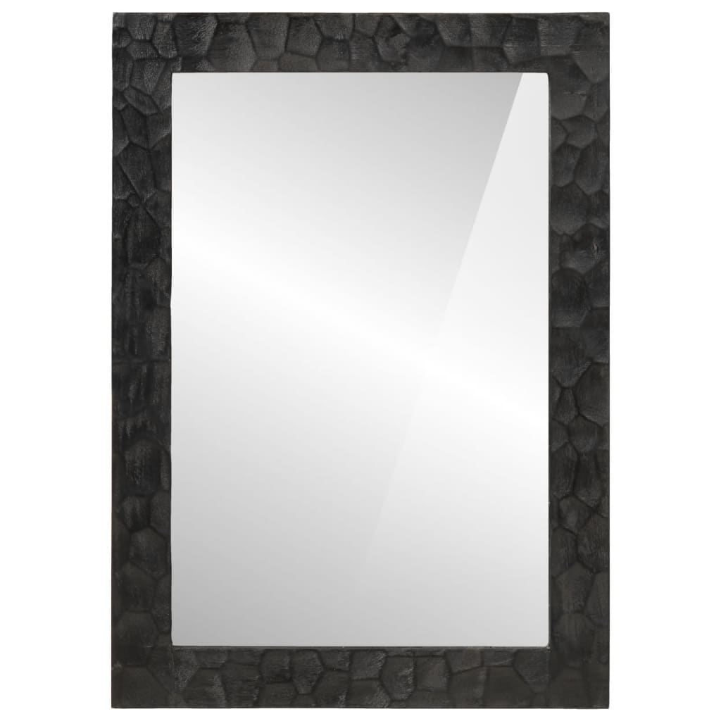 vidaXL Lustro łazienkowe, czarne, 50x70x2,5 cm, drewno mango i szkło