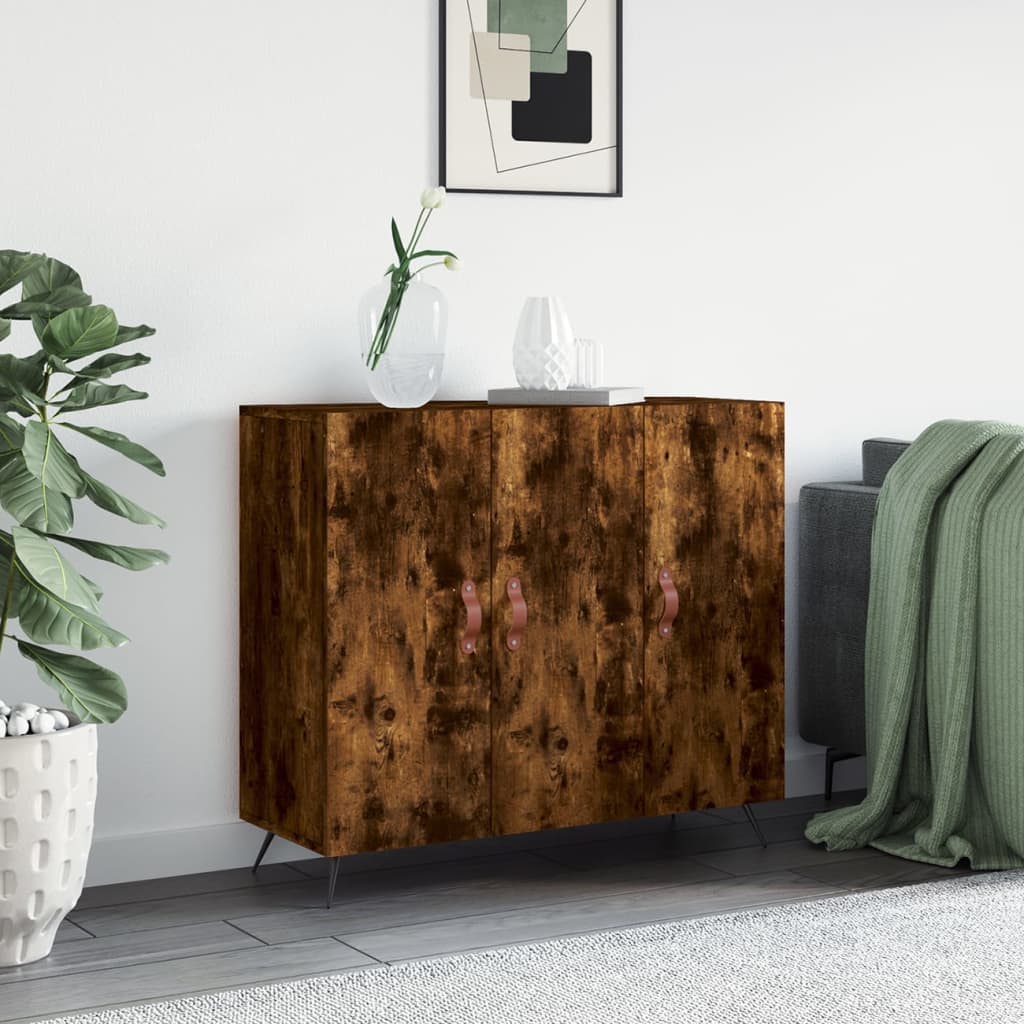 vidaXL Szafka, przydymiony dąb, 90x34x80 cm, materiał drewnopochodny