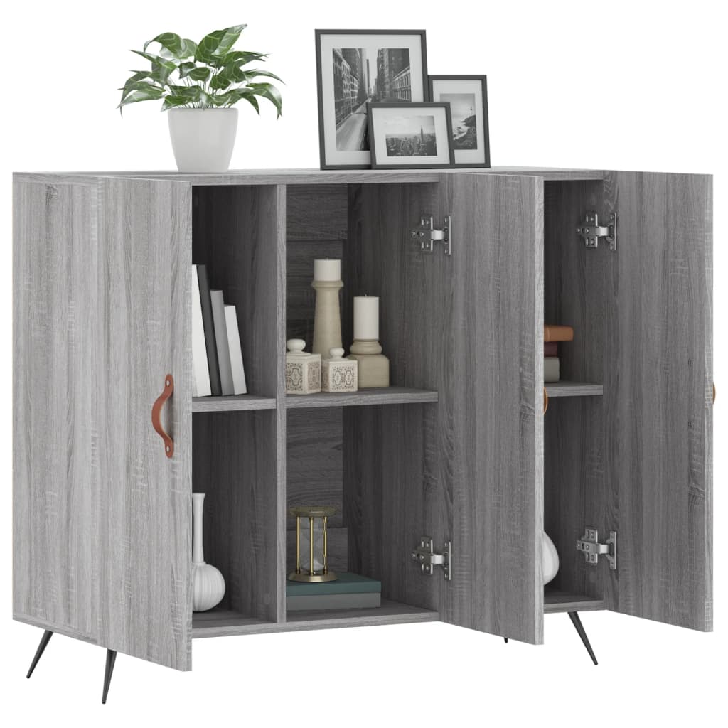 vidaXL Szafka, szary dąb sonoma, 90x34x80 cm, materiał drewnopochodny