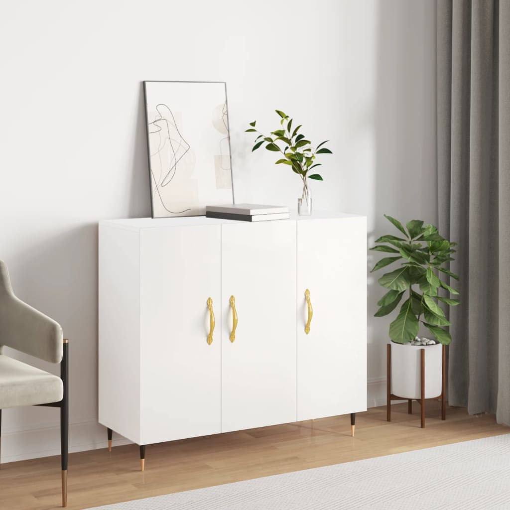 vidaXL Szafka, biała, 90x34x80 cm, materiał drewnopochodny