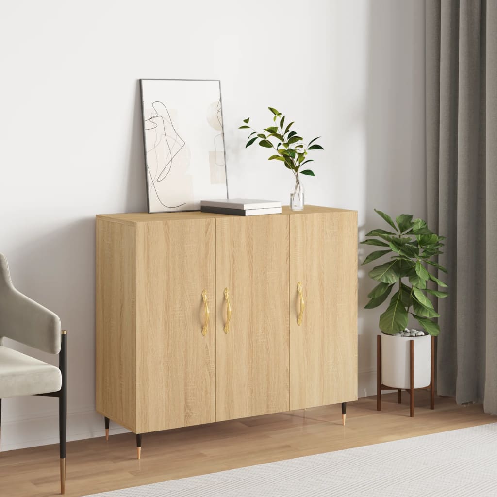 vidaXL Szafka, dąb sonoma, 90x34x80 cm, materiał drewnopochodny