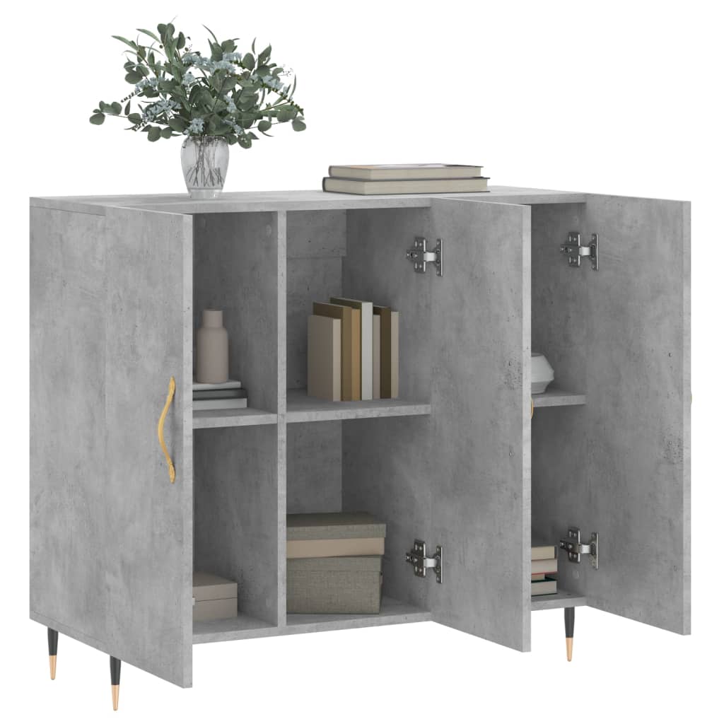 vidaXL Szafka, szarość betonu, 90x34x80 cm, materiał drewnopochodny