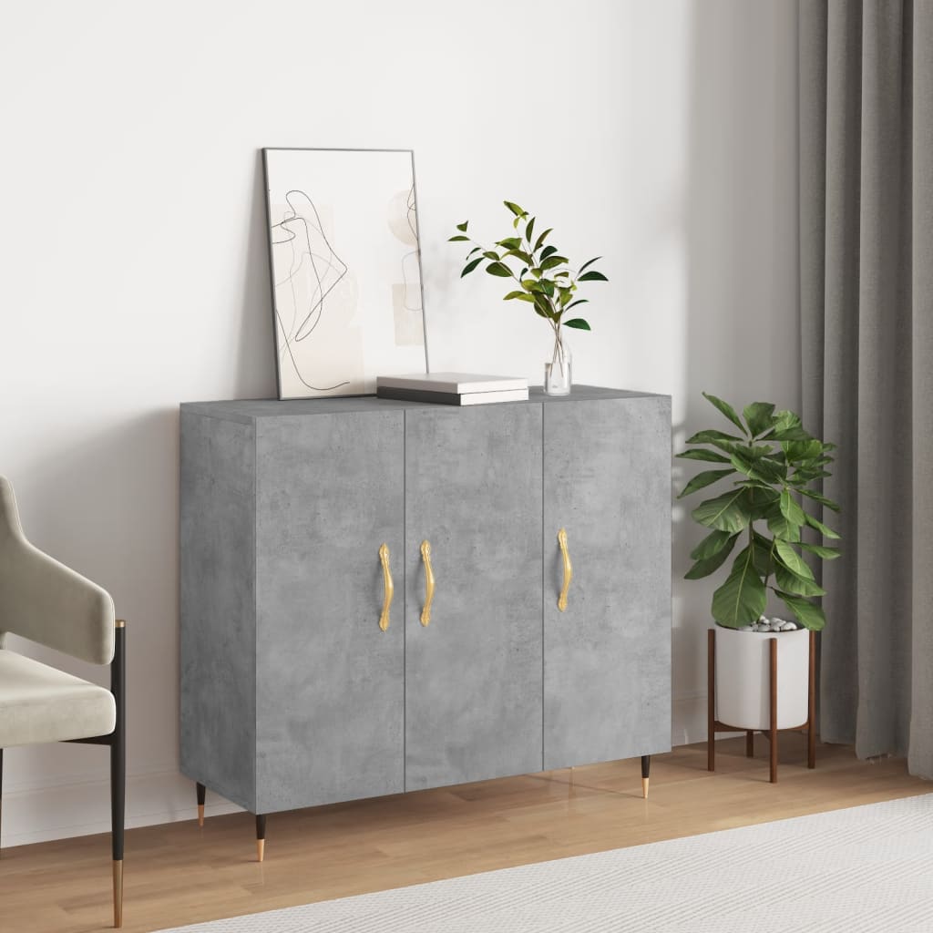 vidaXL Szafka, szarość betonu, 90x34x80 cm, materiał drewnopochodny