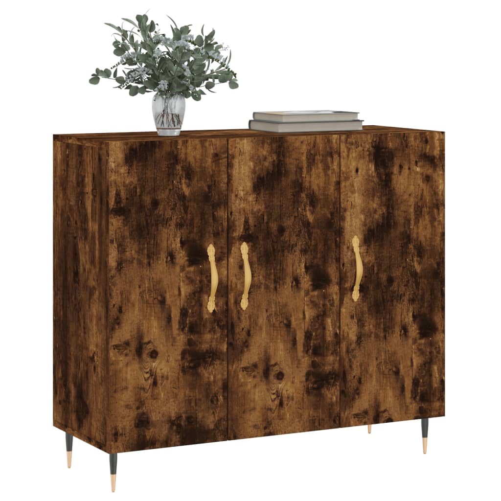 vidaXL Szafka, przydymiony dąb, 90x34x80 cm, materiał drewnopochodny
