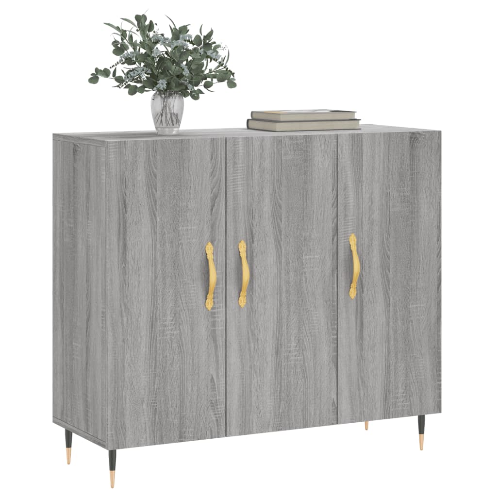 vidaXL Szafka, szary dąb sonoma, 90x34x80 cm, materiał drewnopochodny