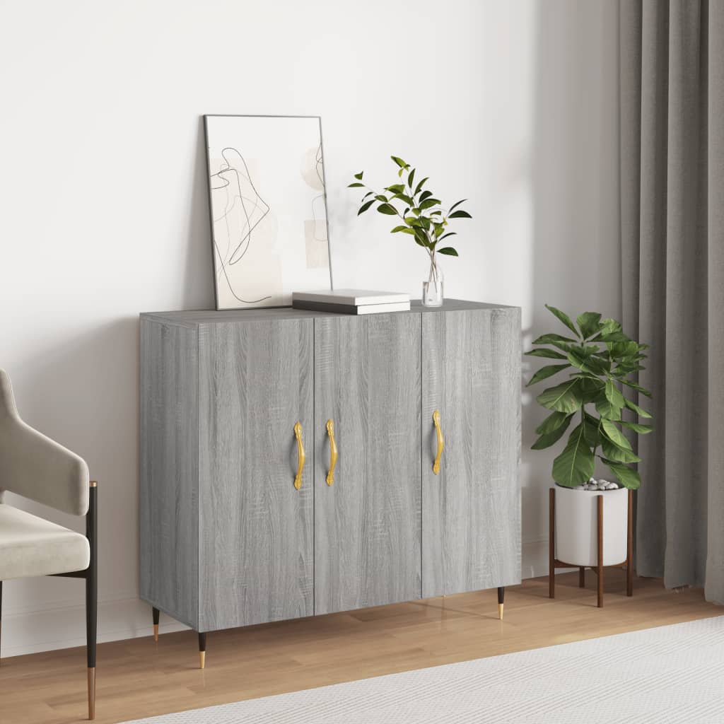 vidaXL Szafka, szary dąb sonoma, 90x34x80 cm, materiał drewnopochodny