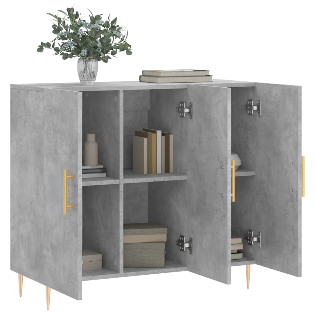 vidaXL Szafka, szarość betonu, 90x34x80 cm, materiał drewnopochodny