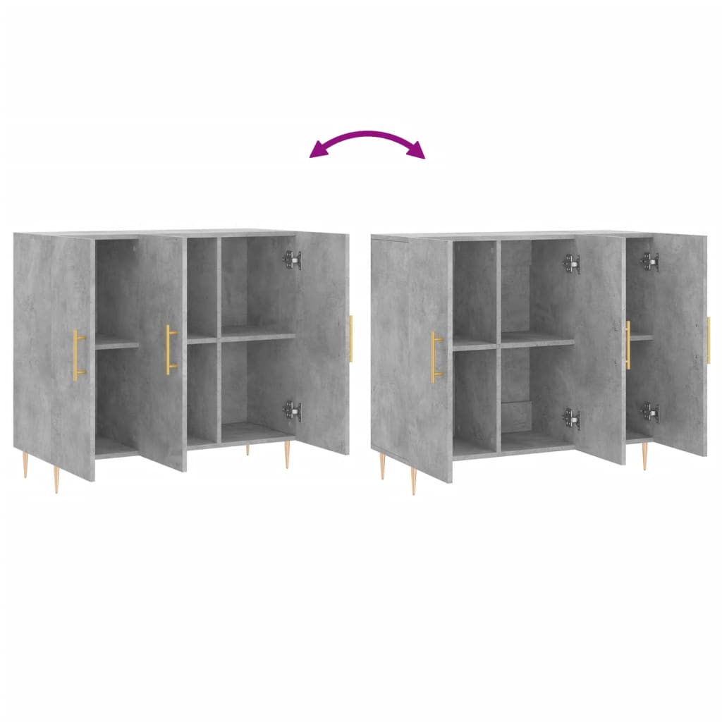 vidaXL Szafka, szarość betonu, 90x34x80 cm, materiał drewnopochodny