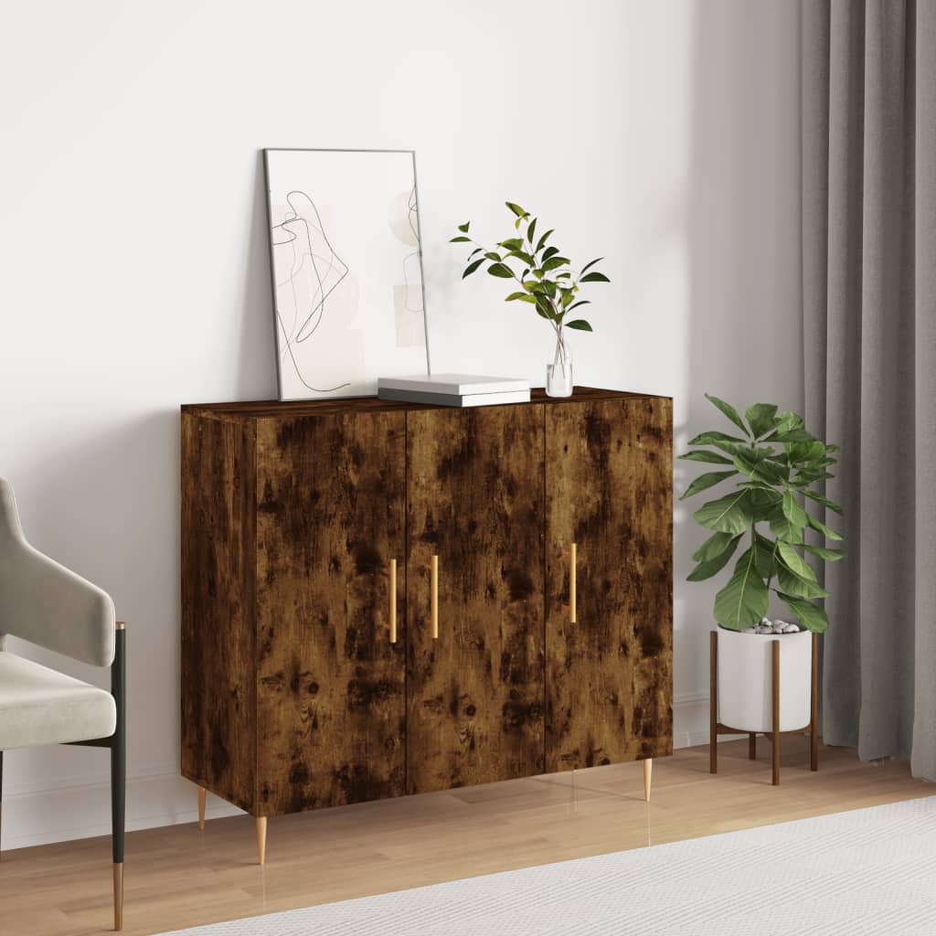 vidaXL Szafka, przydymiony dąb, 90x34x80 cm, materiał drewnopochodny