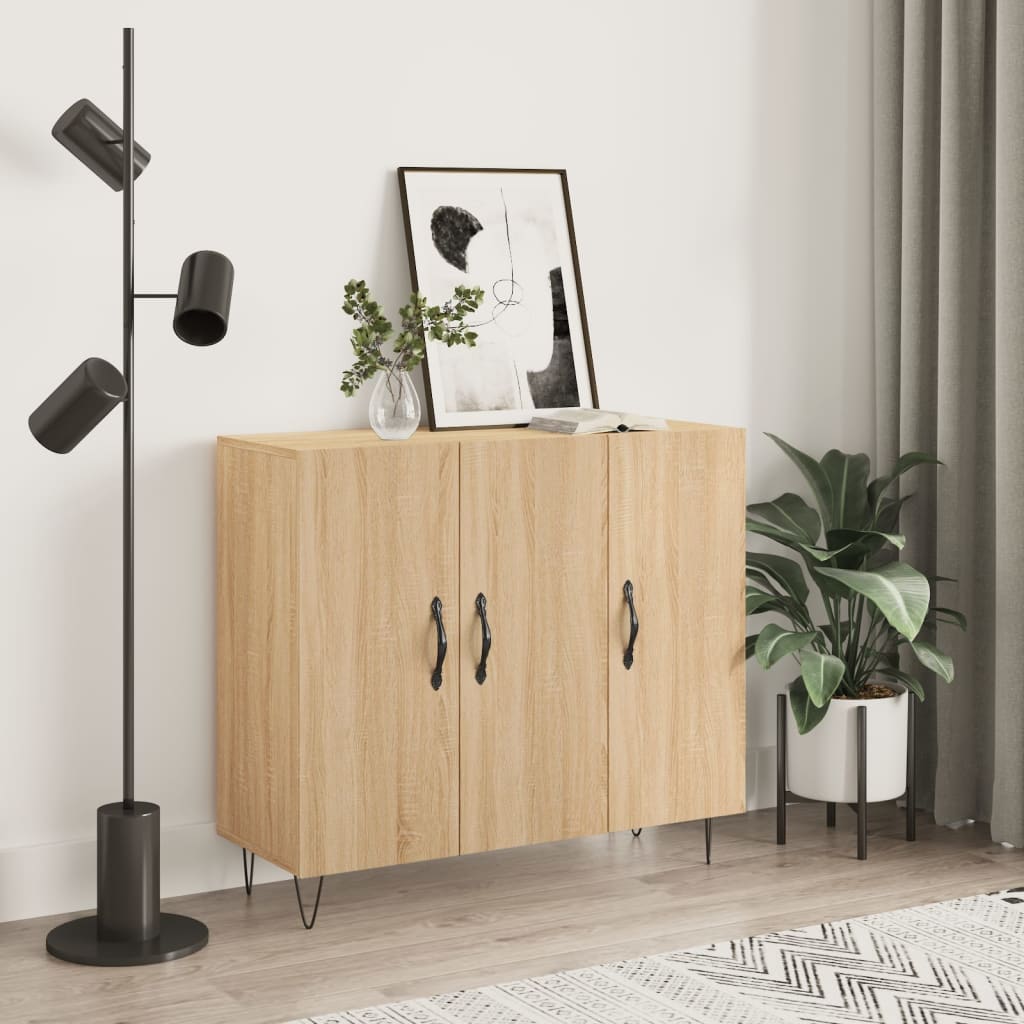 vidaXL Szafka, dąb sonoma, 90x34x80 cm, materiał drewnopochodny