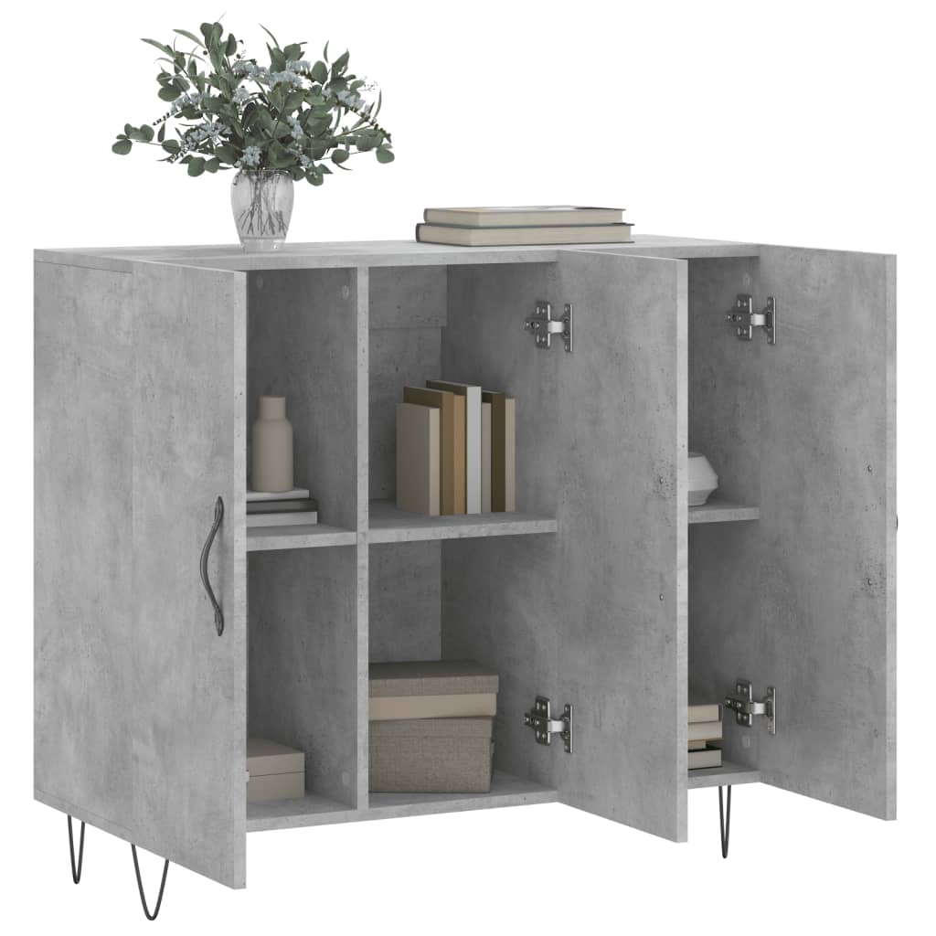 vidaXL Szafka, szarość betonu, 90x34x80 cm, materiał drewnopochodny