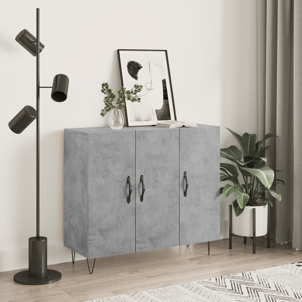 vidaXL Szafka, szarość betonu, 90x34x80 cm, materiał drewnopochodny