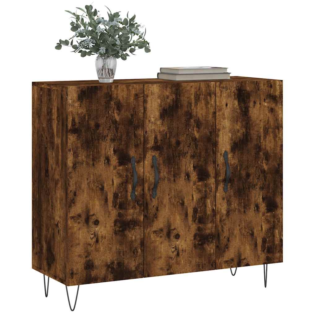 vidaXL Szafka, przydymiony dąb, 90x34x80 cm, materiał drewnopochodny