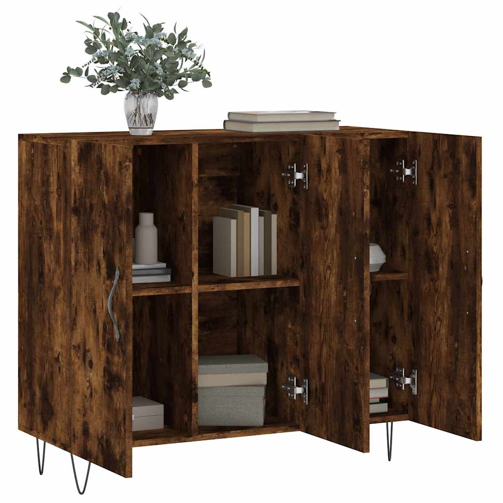 vidaXL Szafka, przydymiony dąb, 90x34x80 cm, materiał drewnopochodny