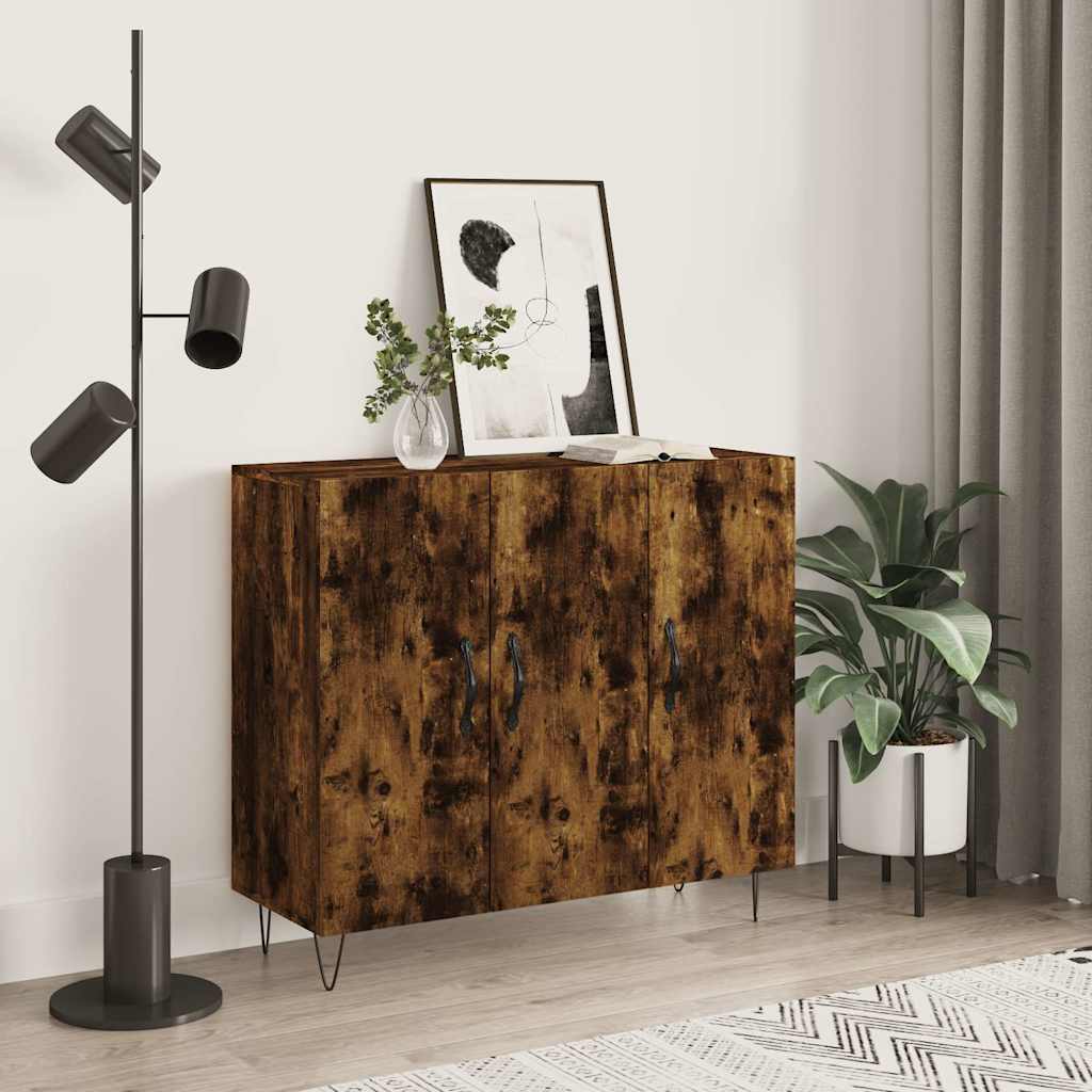 vidaXL Szafka, przydymiony dąb, 90x34x80 cm, materiał drewnopochodny
