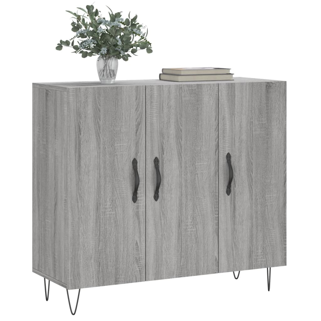 vidaXL Szafka, szary dąb sonoma, 90x34x80 cm, materiał drewnopochodny