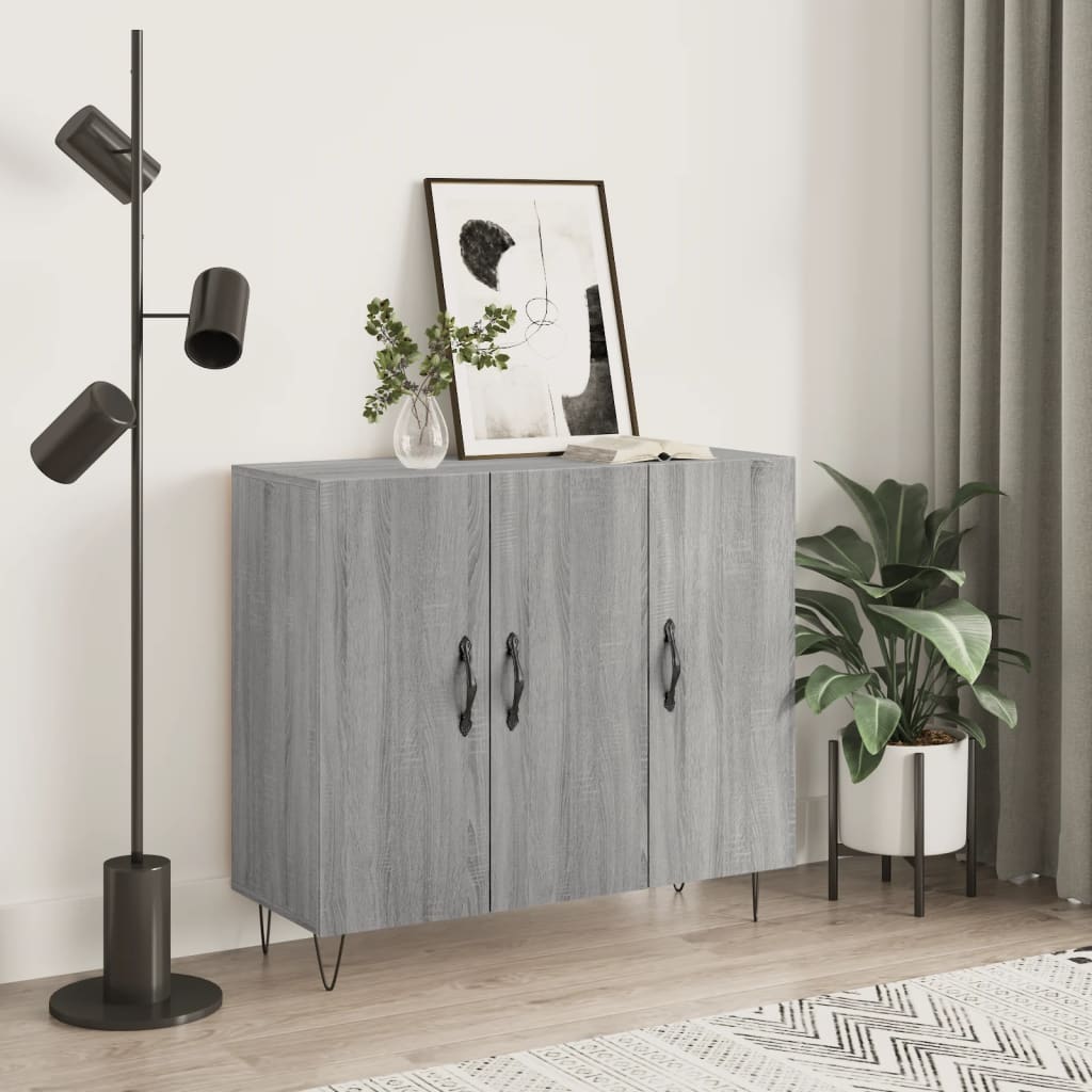 vidaXL Szafka, szary dąb sonoma, 90x34x80 cm, materiał drewnopochodny