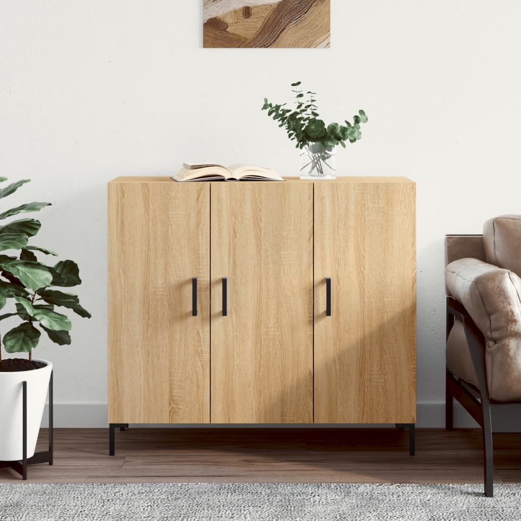vidaXL Szafka, dąb sonoma, 90x34x80 cm, materiał drewnopochodny