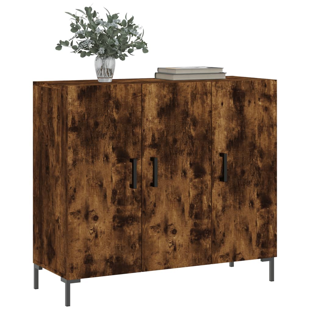 vidaXL Szafka, przydymiony dąb, 90x34x80 cm, materiał drewnopochodny