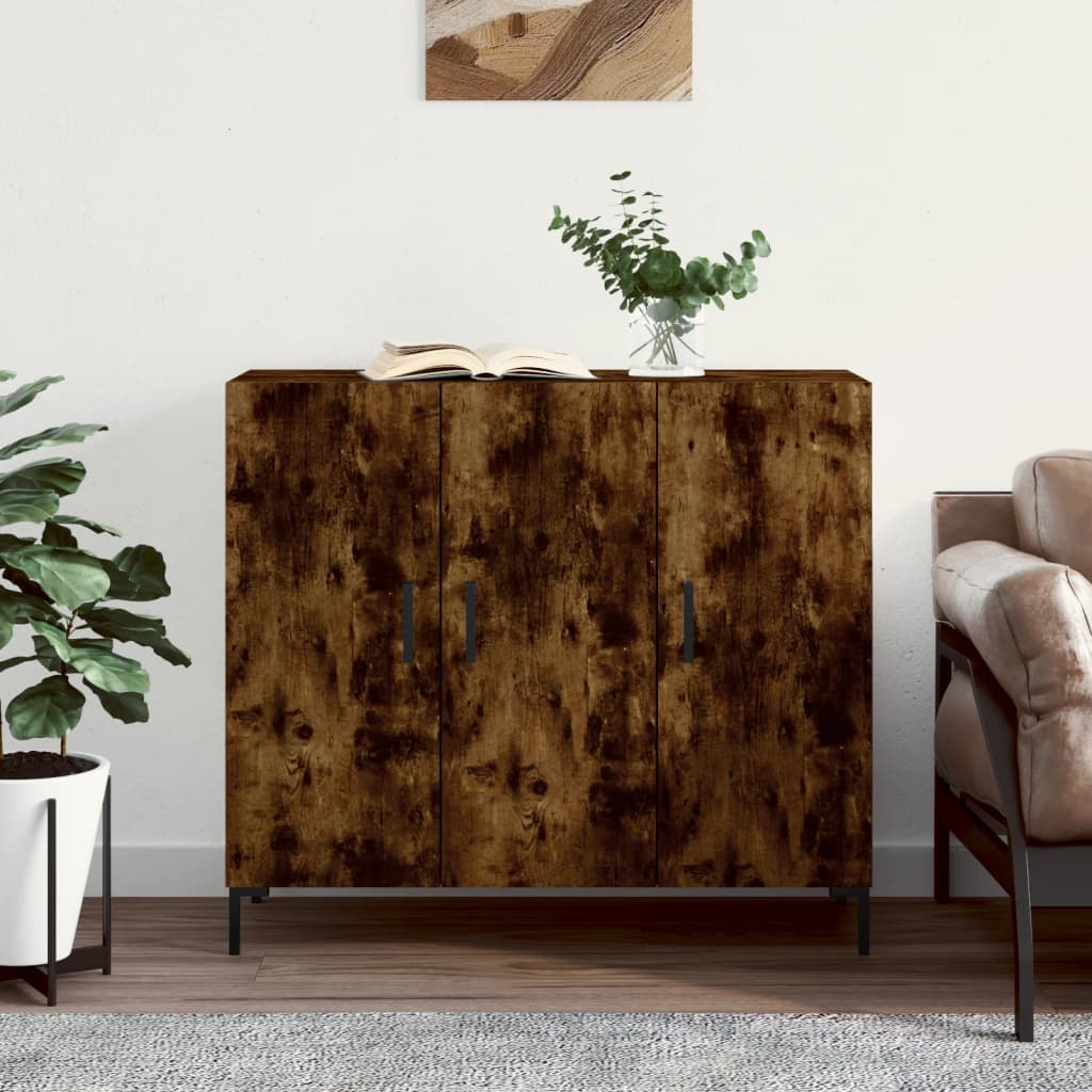 vidaXL Szafka, przydymiony dąb, 90x34x80 cm, materiał drewnopochodny