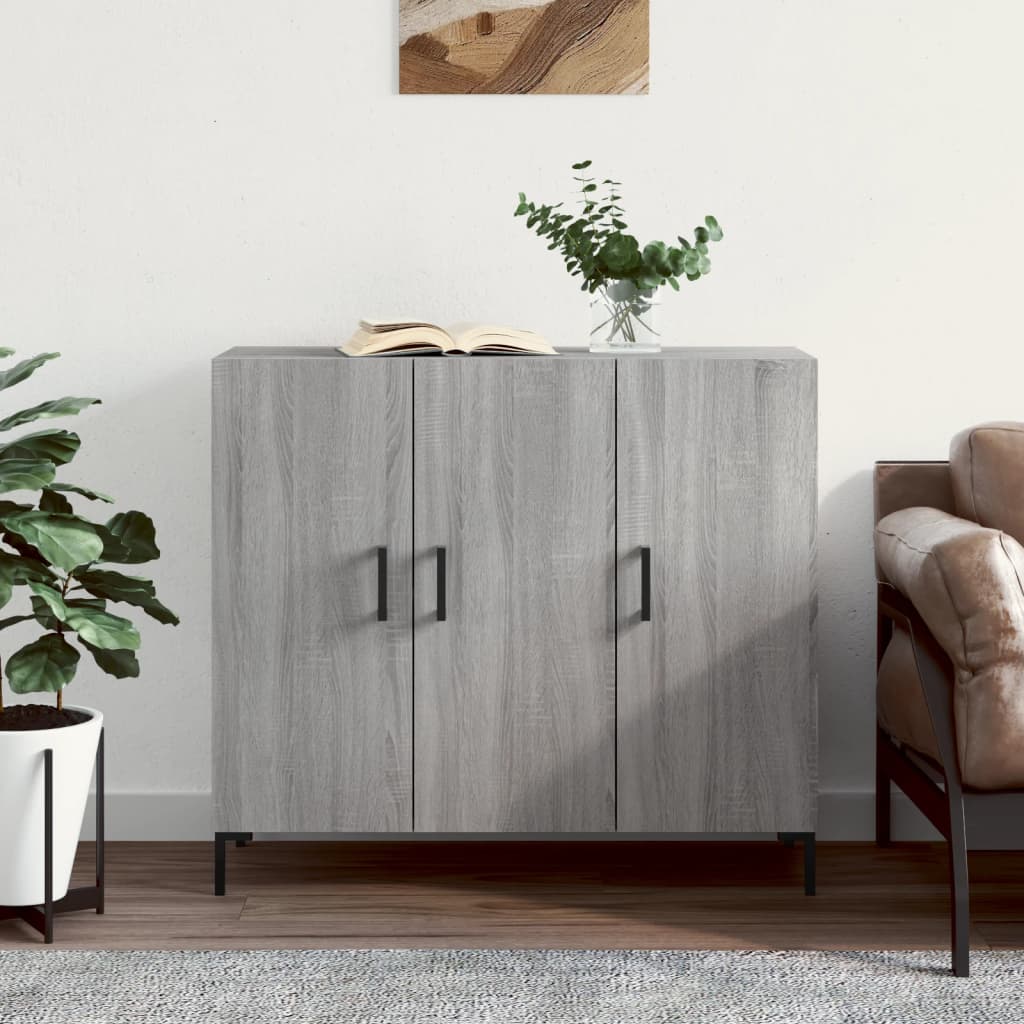 vidaXL Szafka, szary dąb sonoma, 90x34x80 cm, materiał drewnopochodny