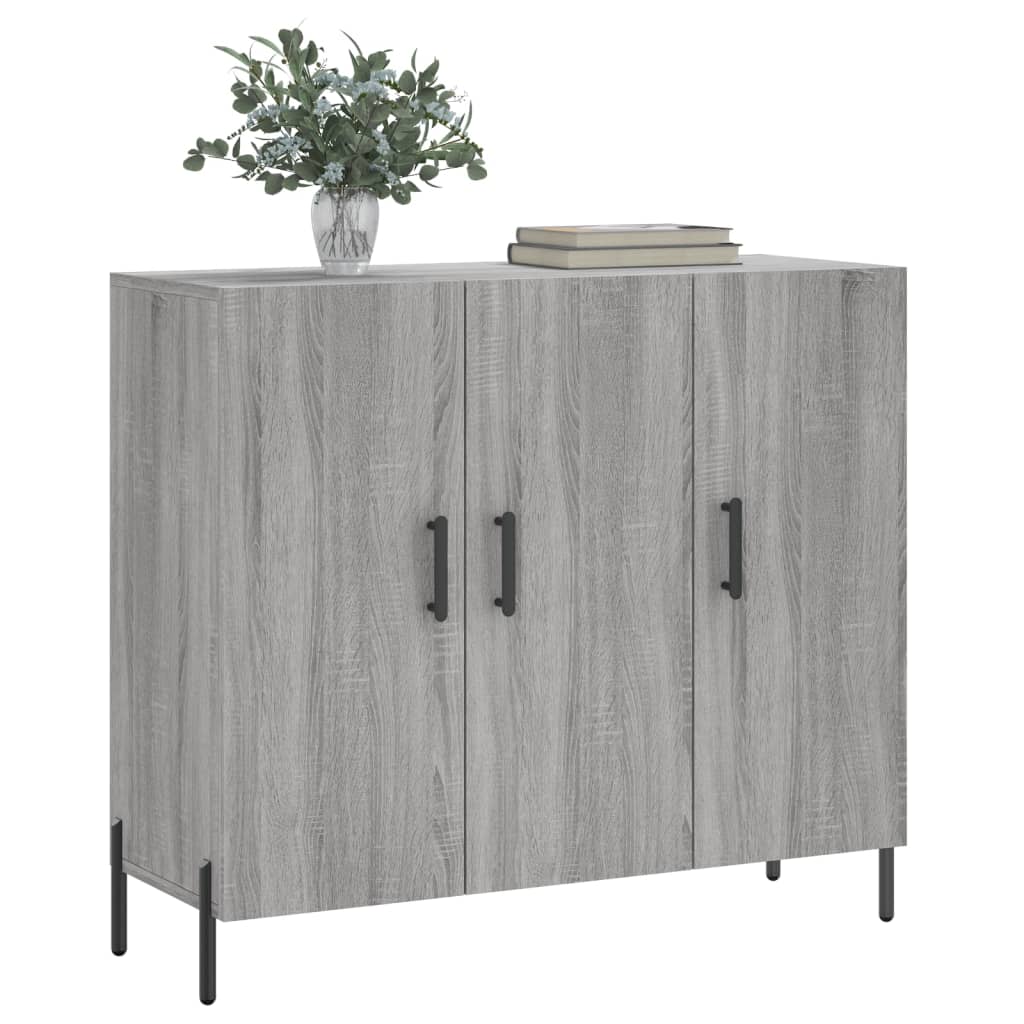 vidaXL Szafka, szary dąb sonoma, 90x34x80 cm, materiał drewnopochodny