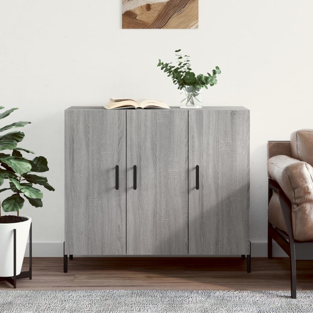 vidaXL Szafka, szary dąb sonoma, 90x34x80 cm, materiał drewnopochodny