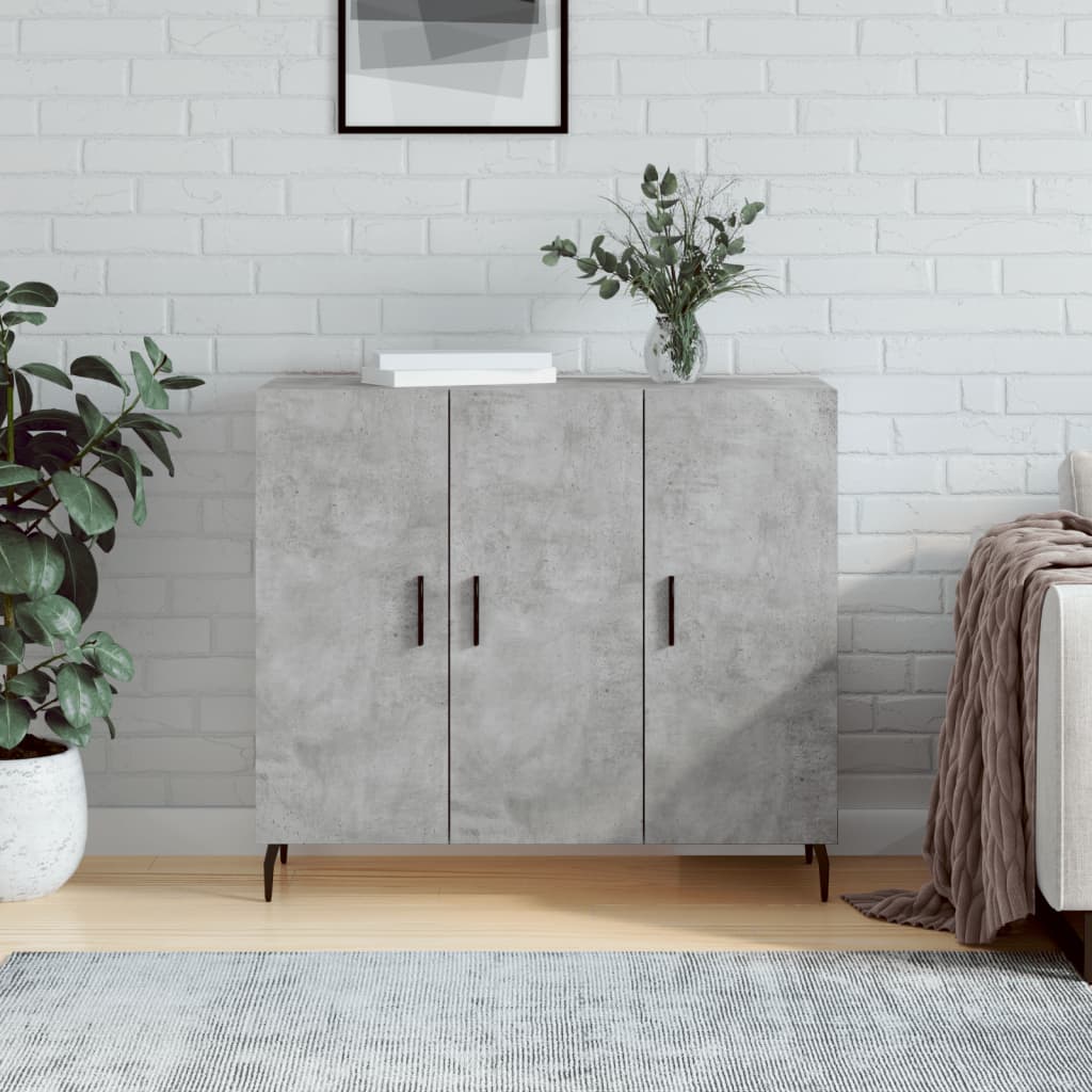 vidaXL Szafka, szarość betonu, 90x34x80 cm, materiał drewnopochodny