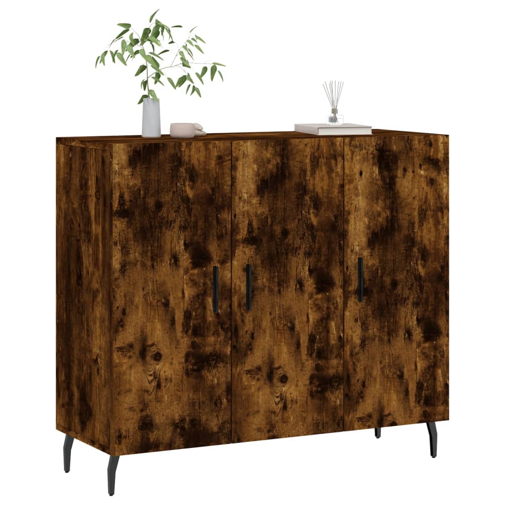 vidaXL Szafka, przydymiony dąb, 90x34x80 cm, materiał drewnopochodny
