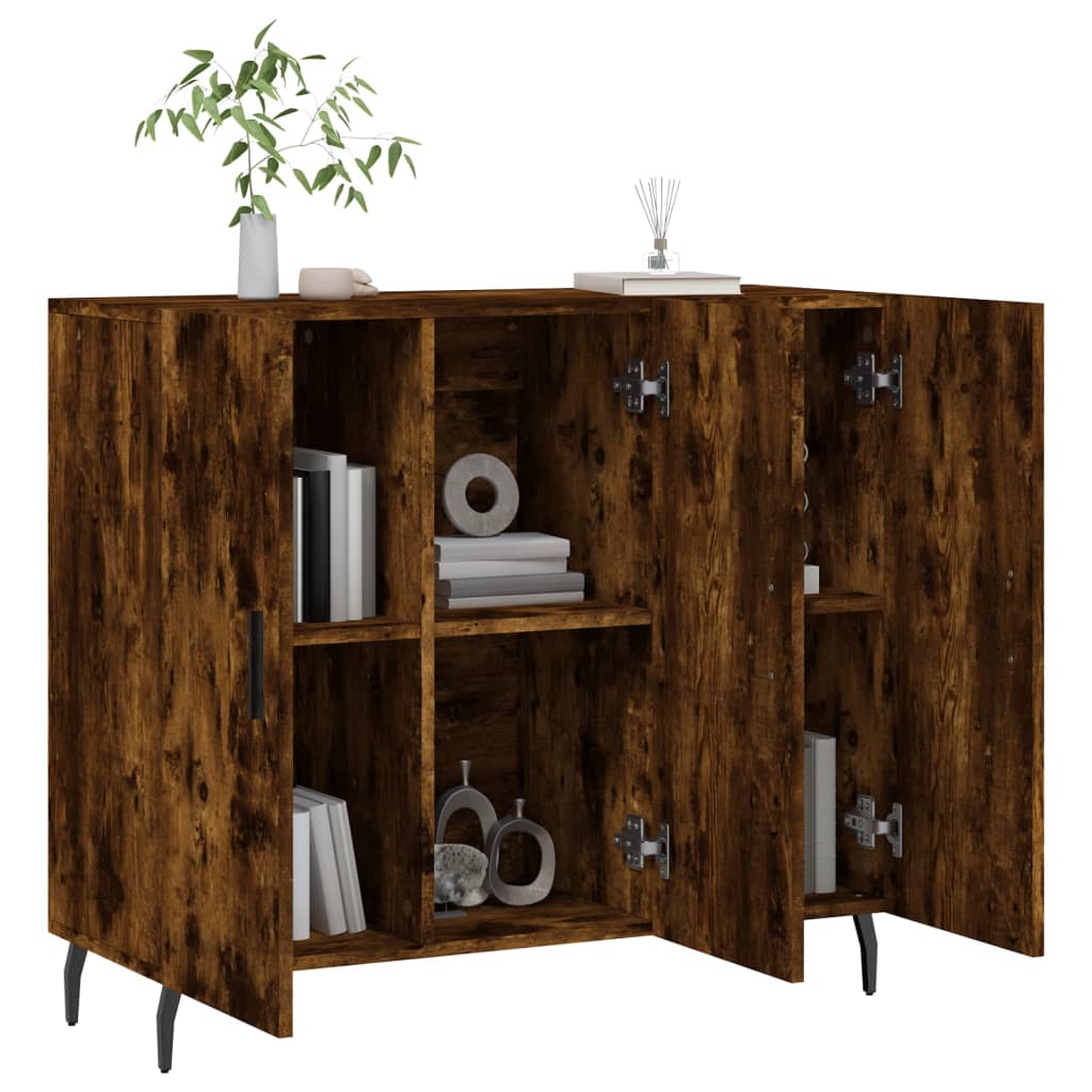 vidaXL Szafka, przydymiony dąb, 90x34x80 cm, materiał drewnopochodny