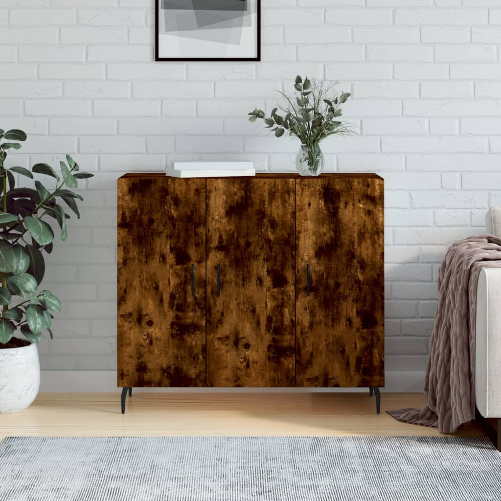 vidaXL Szafka, przydymiony dąb, 90x34x80 cm, materiał drewnopochodny