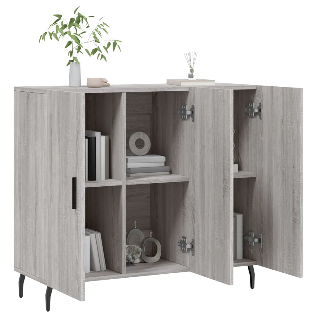 vidaXL Szafka, szary dąb sonoma, 90x34x80 cm, materiał drewnopochodny