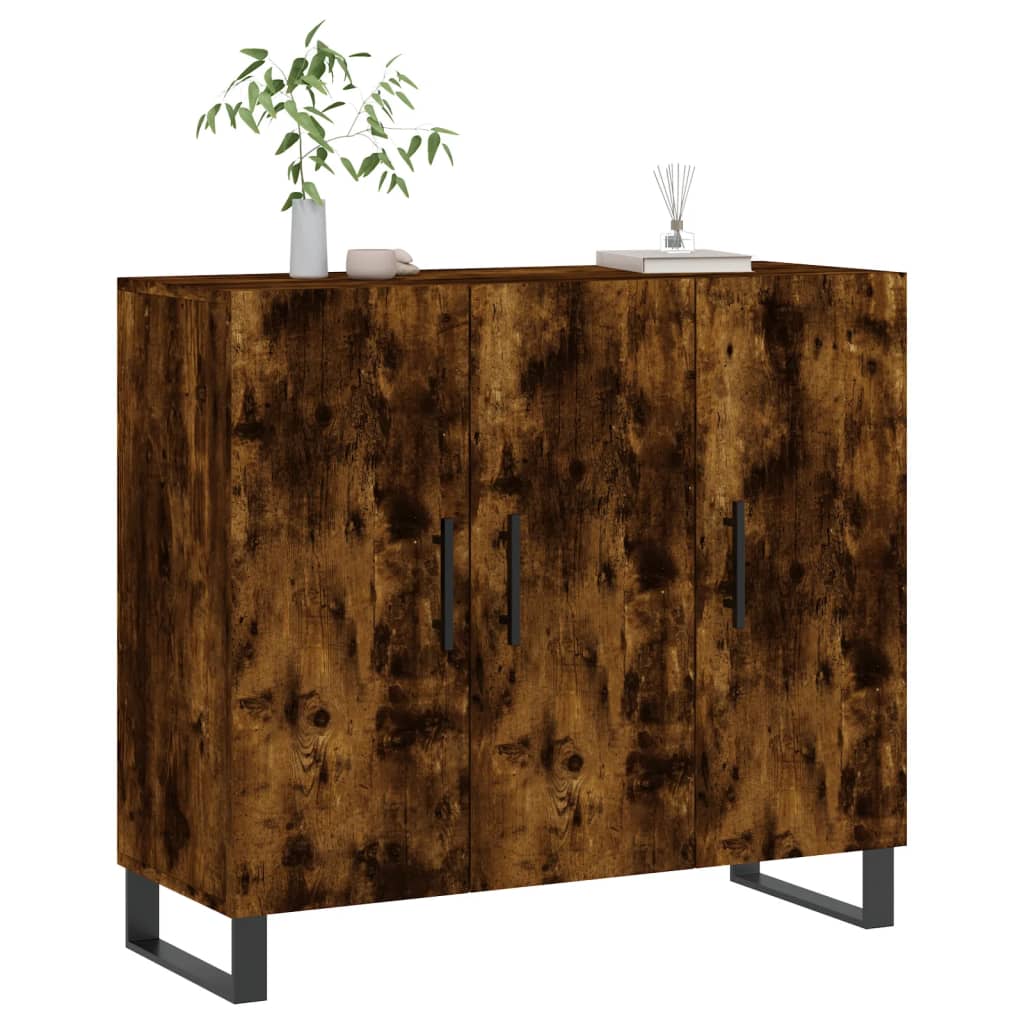 vidaXL Szafka, przydymiony dąb, 90x34x80 cm, materiał drewnopochodny