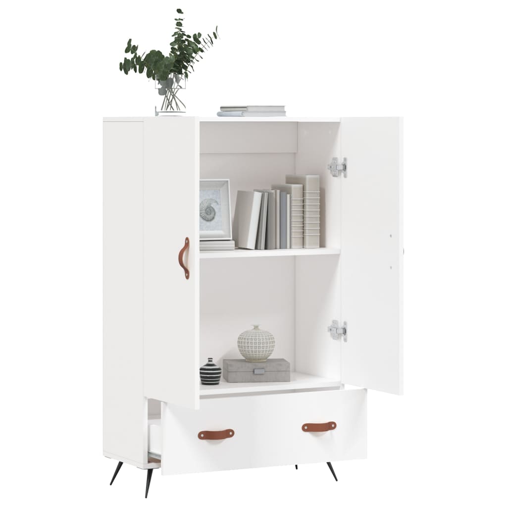 vidaXL Wysoka szafka, biała, 69,5x31x115 cm, materiał drewnopochodny
