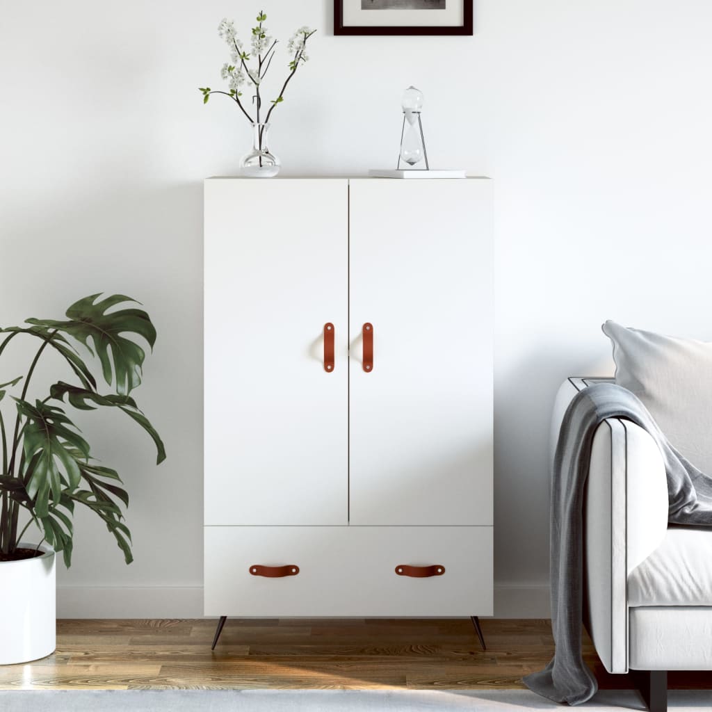 vidaXL Wysoka szafka, biała, 69,5x31x115 cm, materiał drewnopochodny