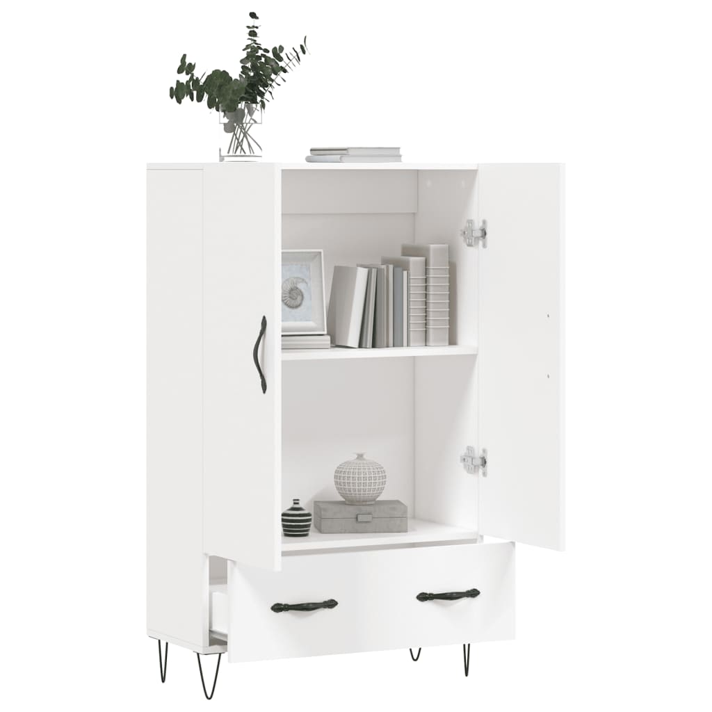 vidaXL Wysoka szafka, biała, 69,5x31x115 cm, materiał drewnopochodny