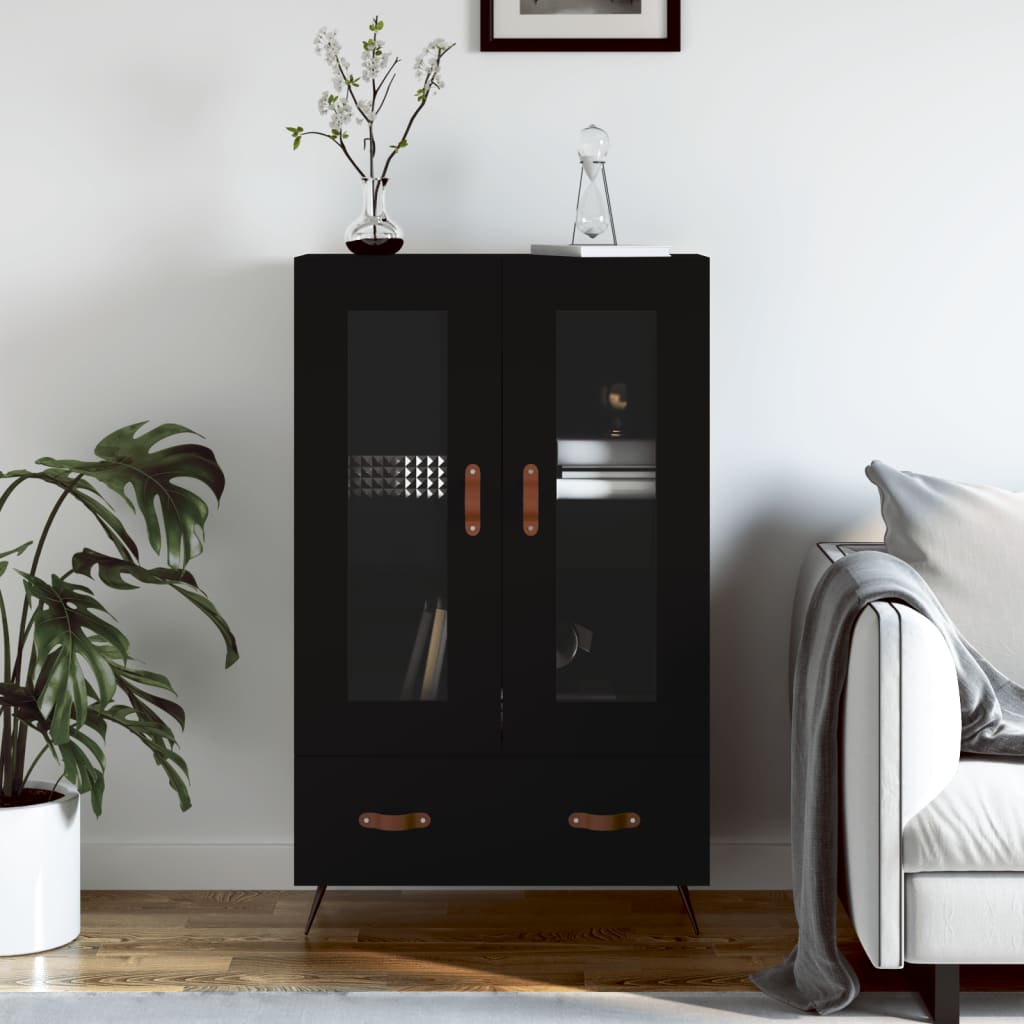 vidaXL Wysoka szafka, czarna, 69,5x31x115 cm